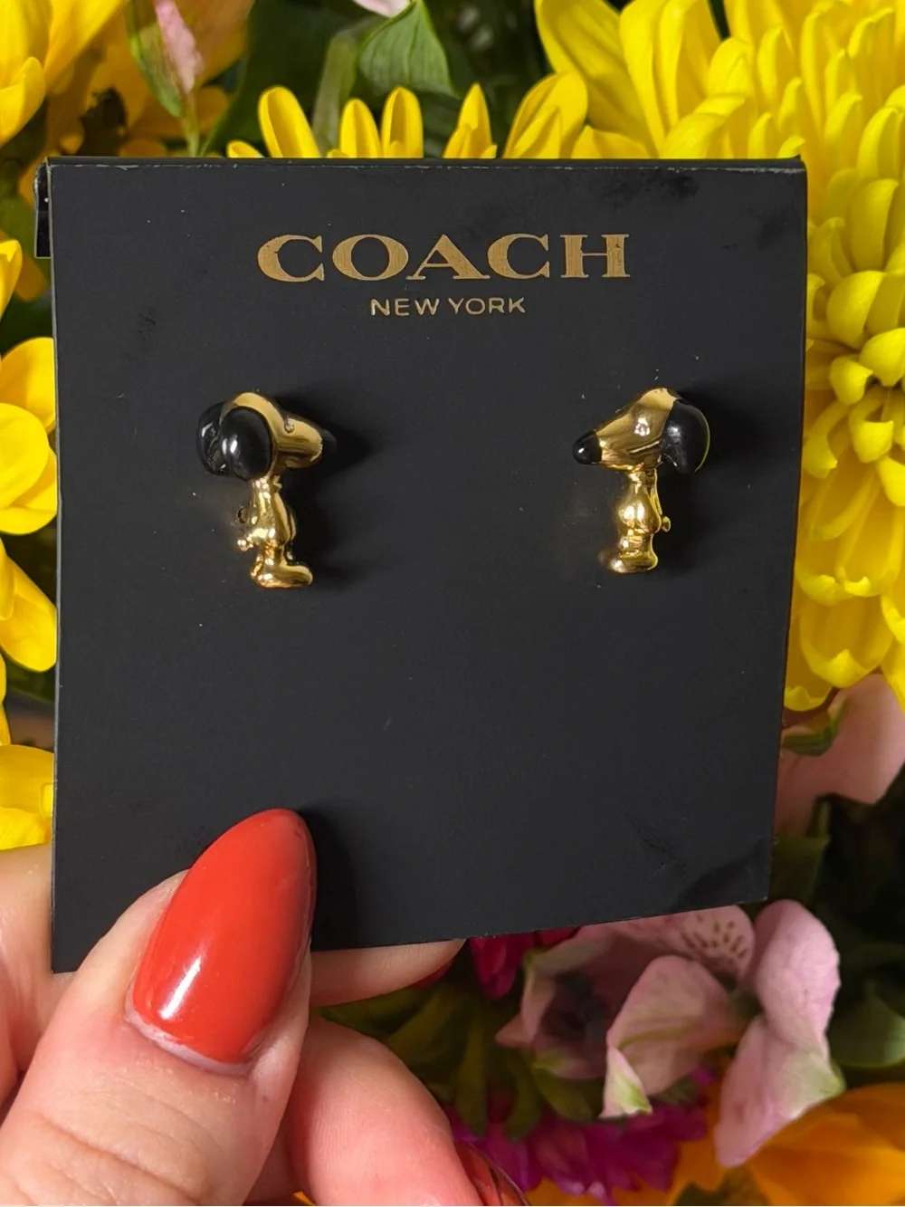 Coach X Peanuts Gold-Tone Snoopy Stud Earrings - Picture 2 of 5